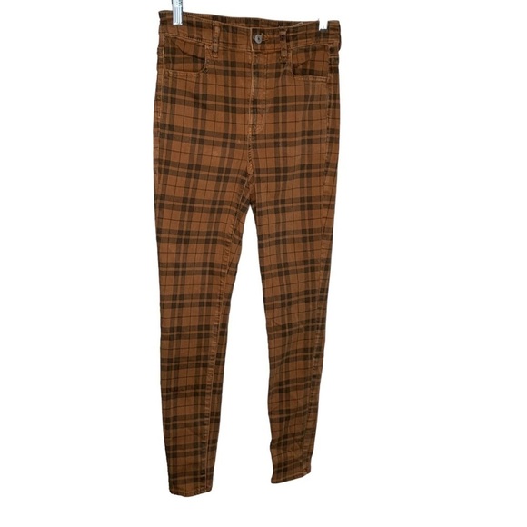 American Eagle Women’s Next Level Stretch Plaid Super High Rise JeggingsPants 4 - Picture 1 of 6
